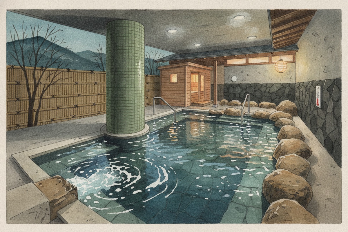 Illustrated scene of Akagi Natural Onsen Hanayu Utopia