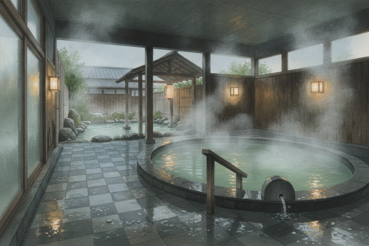 Illustrated scene of Japanese style hotel Naraya.