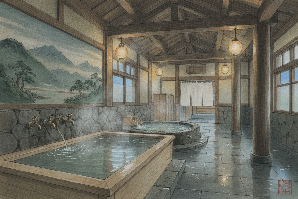 Illustrated scene of Matsubara Onsen