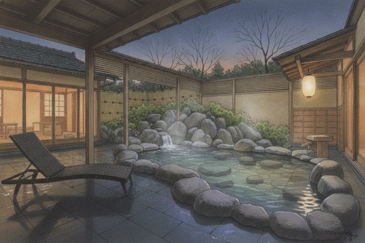 Illustrated scene of Yufuin Bettei ITSUKI