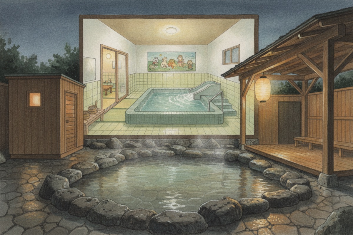 Illustrated scene of Koshitsu Onsen Ofuyu