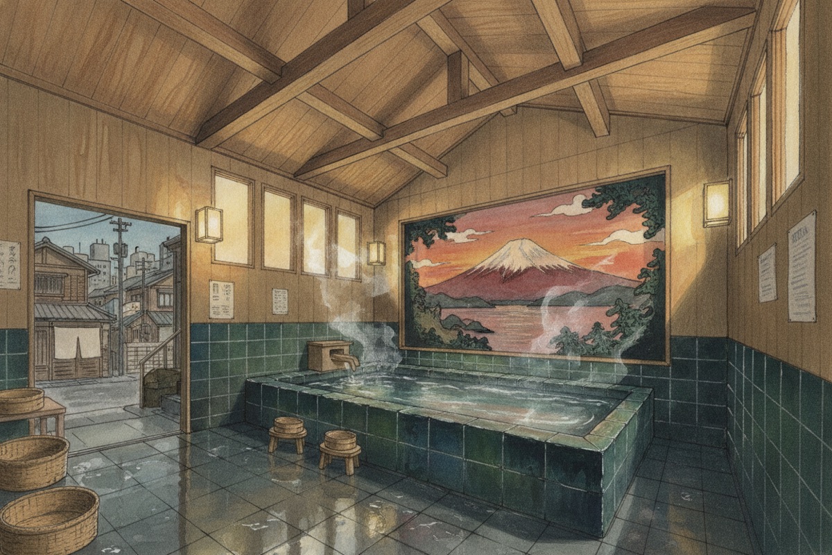 Illustrated scene of Coin Shower Nishimura