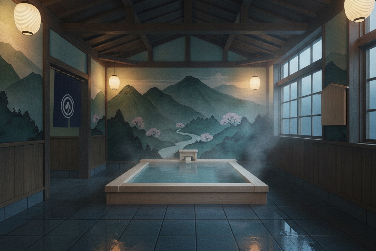 Illustrated scene of Beppu Station Public Hand Bath