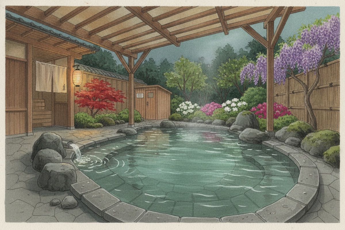 Illustrated scene of Tsukiakari-no-Yu Main Bath