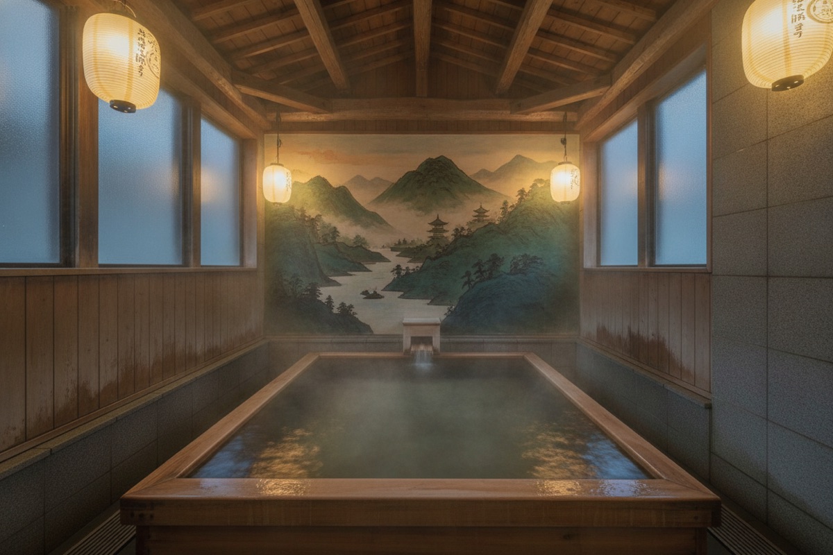 Illustrated scene of Jissouji onsen (members only)