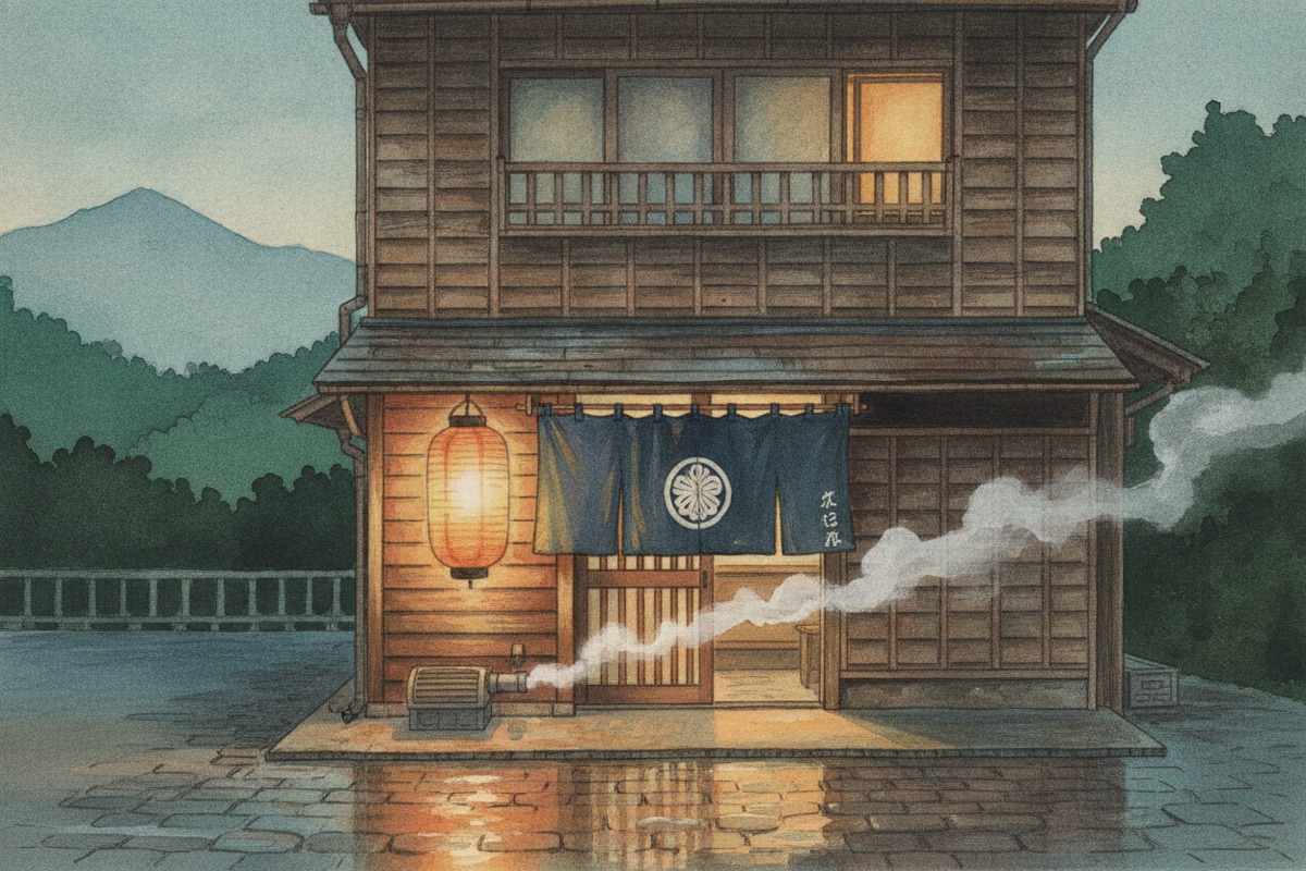 Illustrated scene of Momiji Hot Spring
