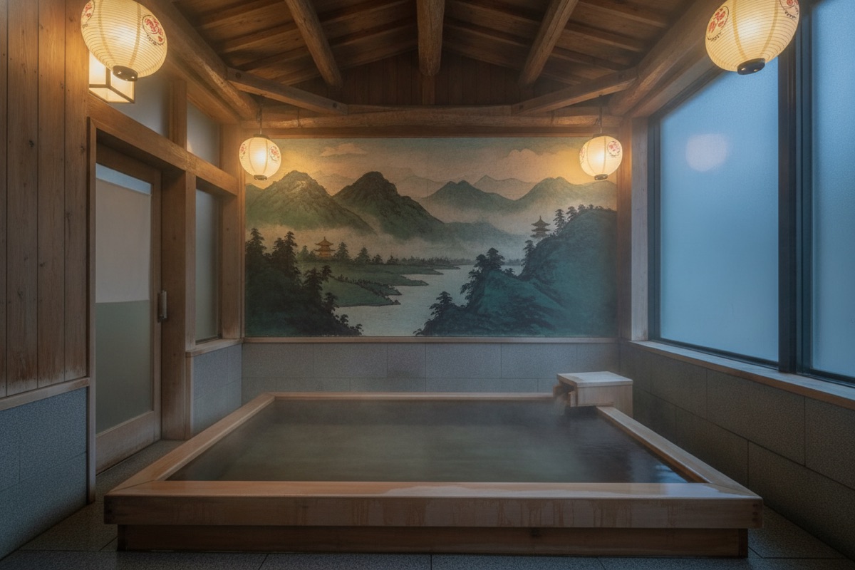 Illustrated scene of Nakasuga Daiichi onsen (members only)