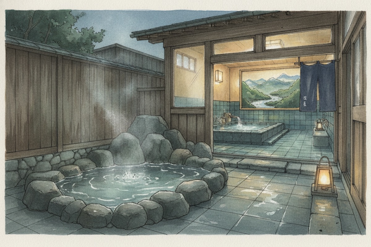 Illustrated scene of Yudokoro Yunohana