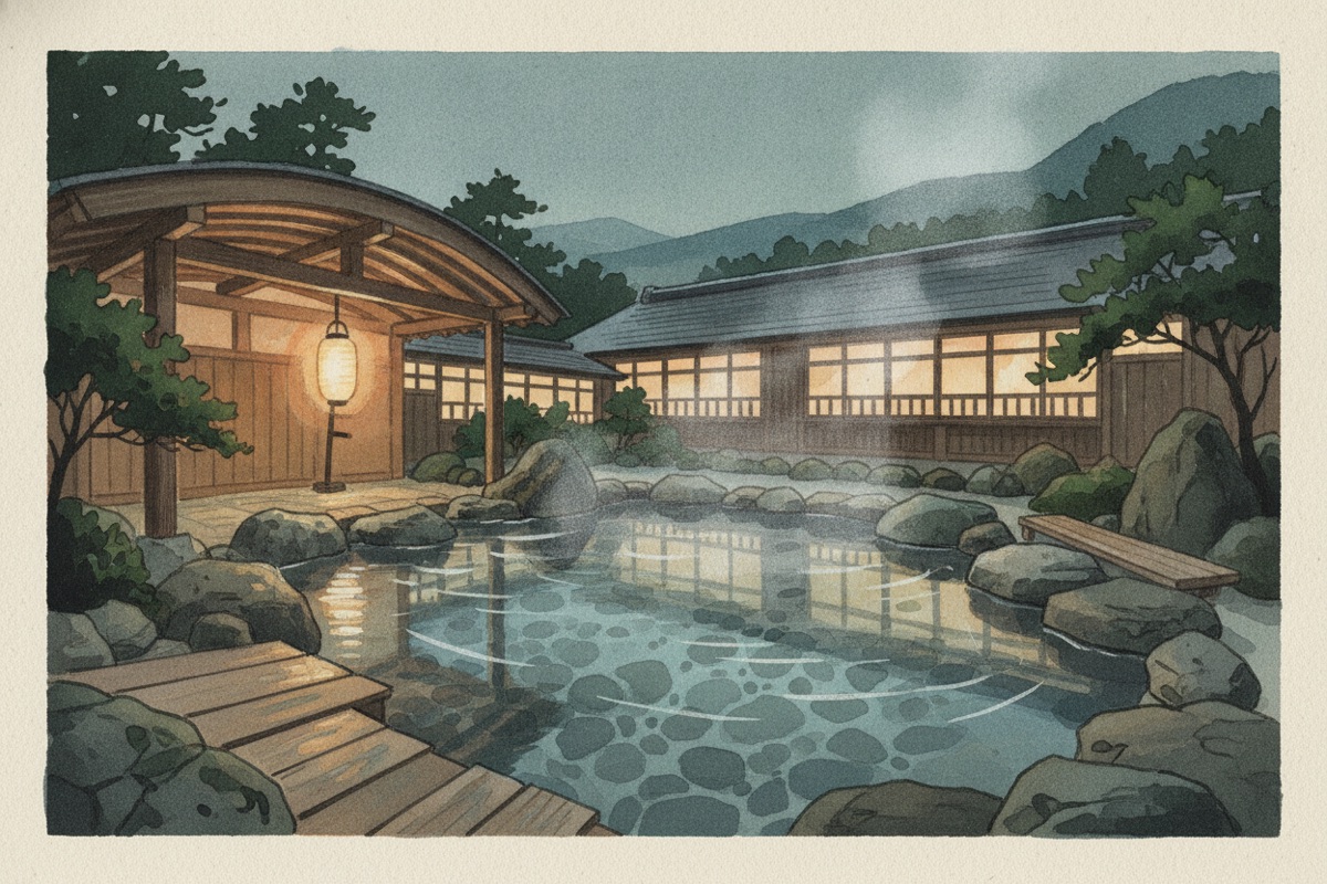 Illustrated scene of Minshuku Shiroyama