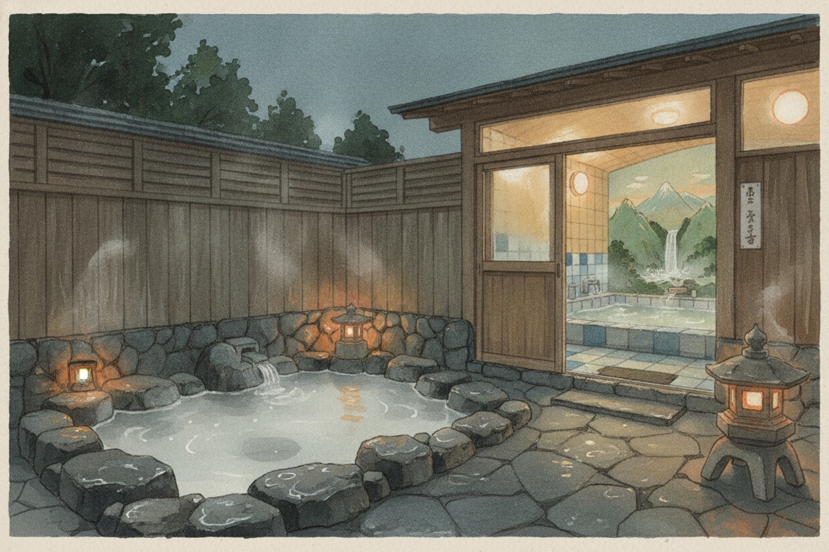 Illustrated scene of Tsutsuji-no-yu