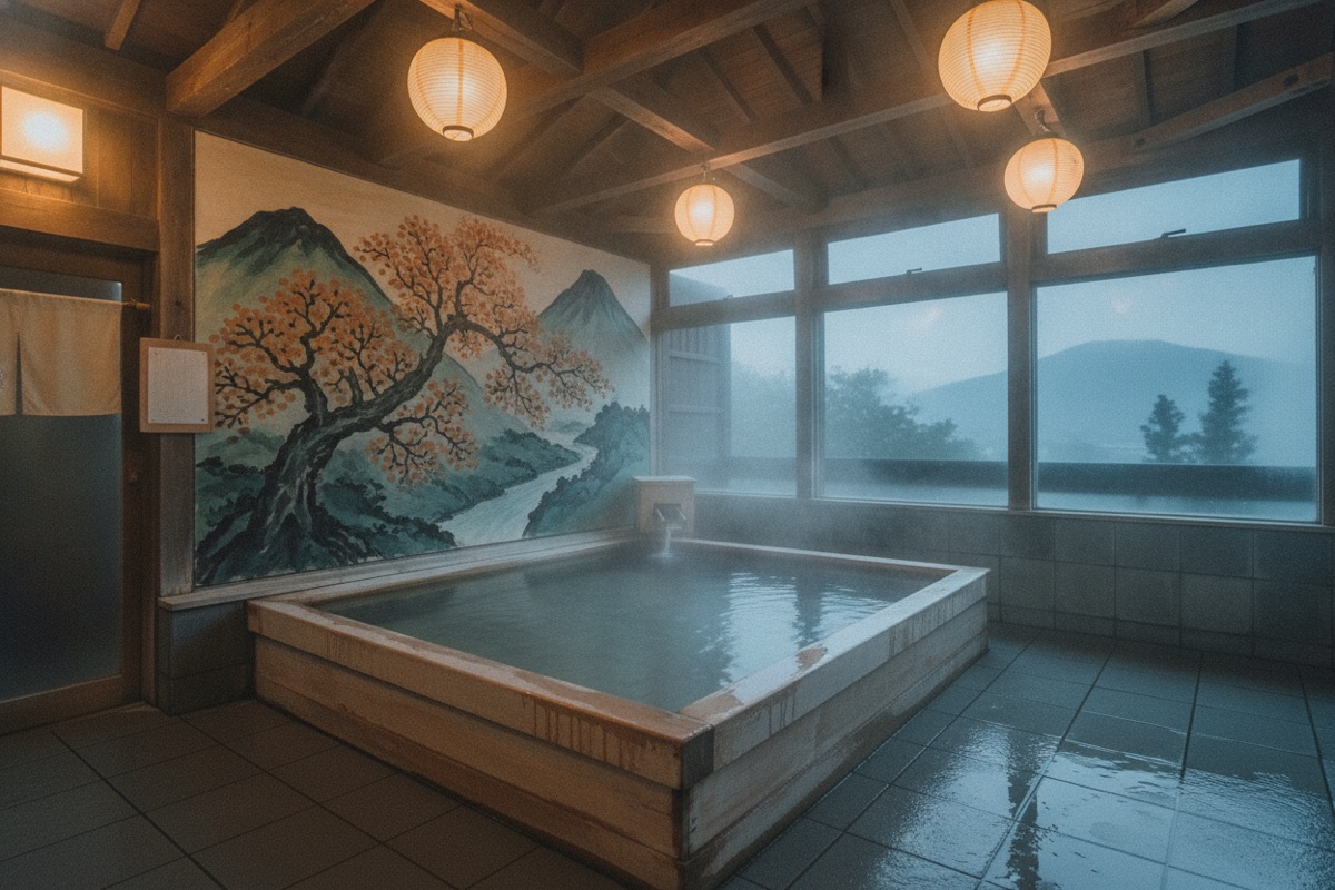 Illustrated scene of Ishibu Onsen