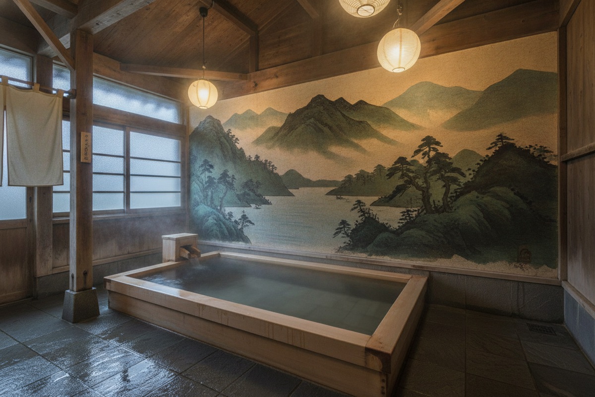 Illustrated scene of Mochigahama onsen