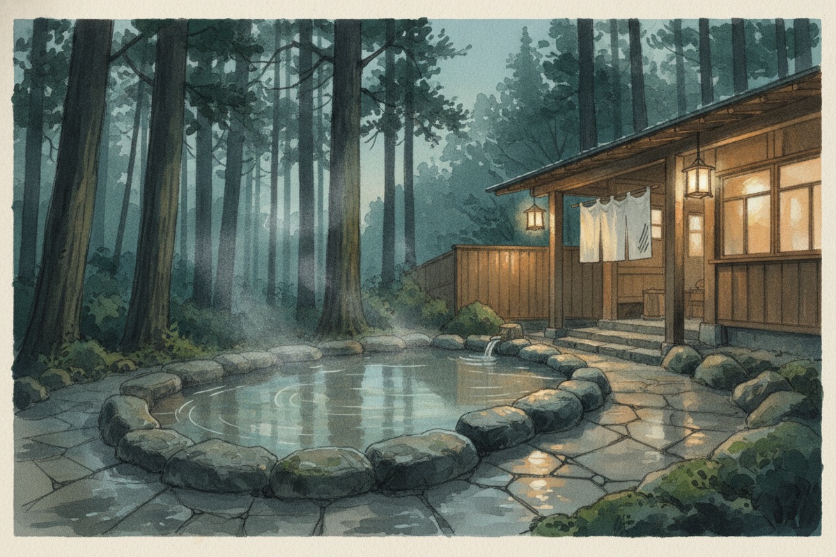Illustrated scene of Kogome no Yu Onsen