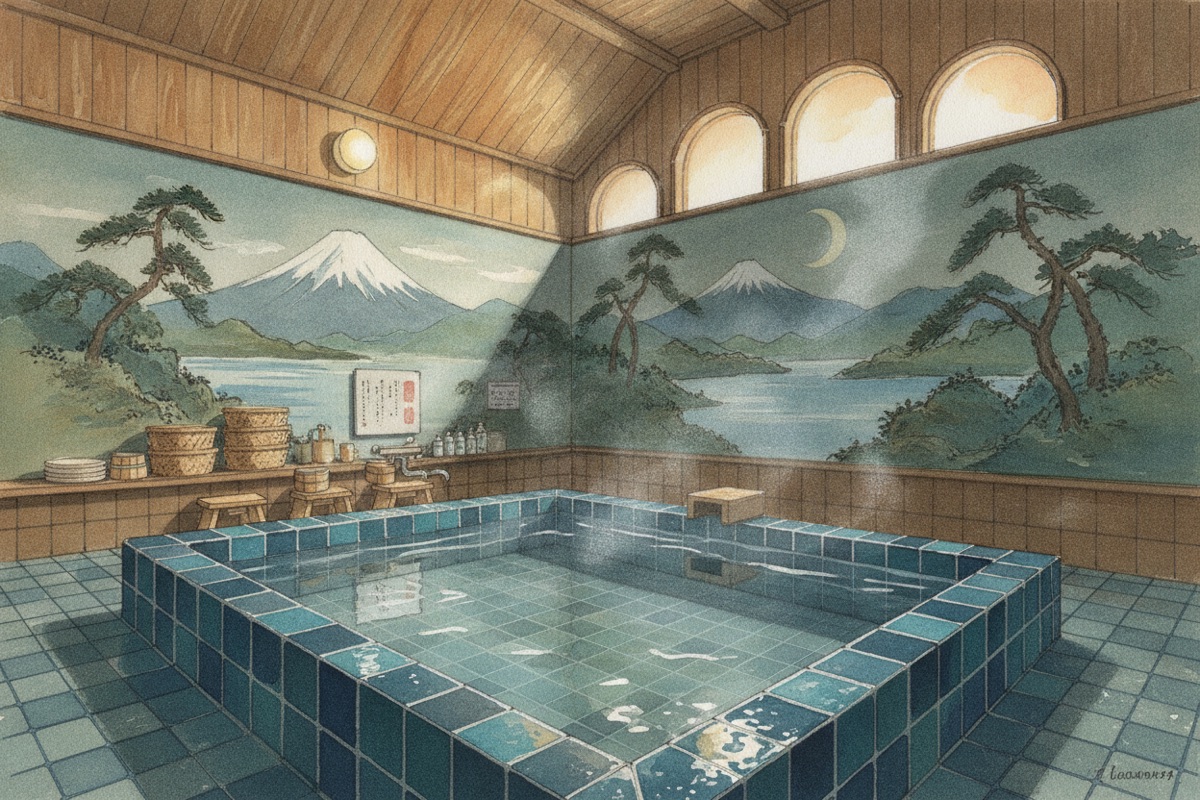 Illustrated scene of Ikoi-no-yu