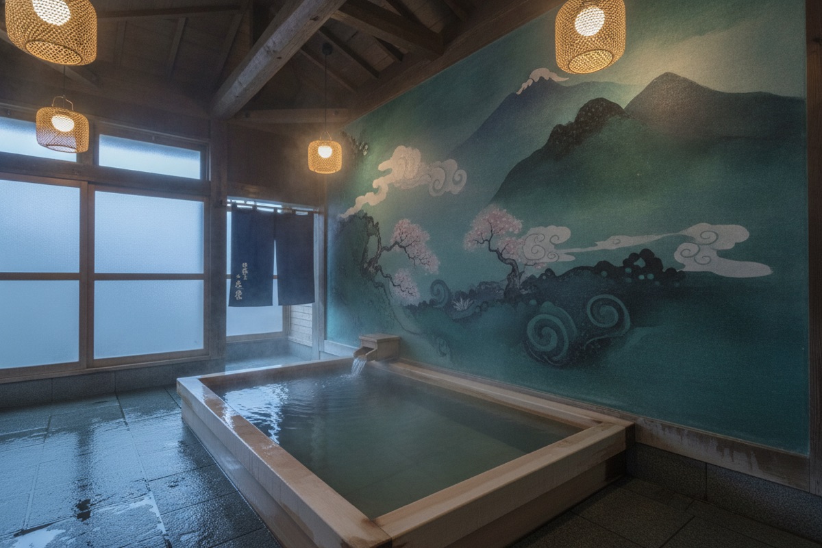 Illustrated scene of Nakasuga Daini onsen (members only)