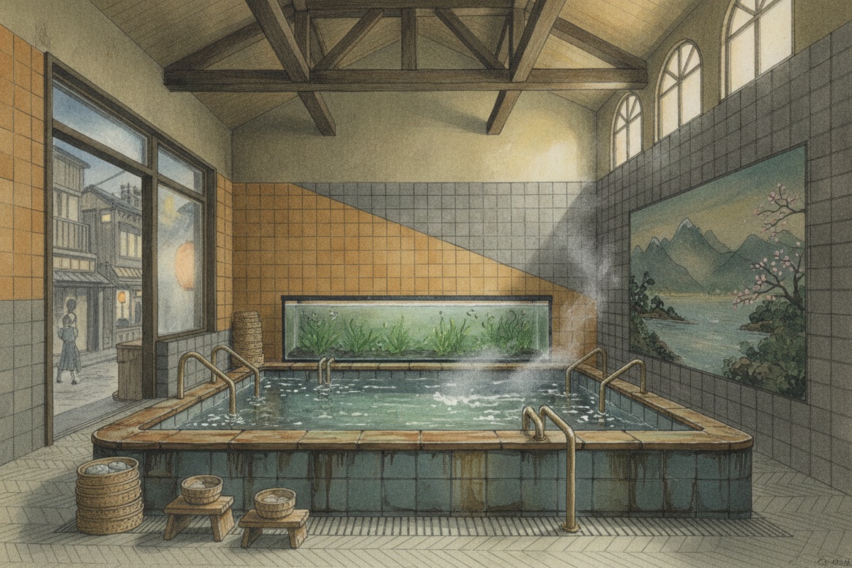 Illustrated scene of Kamaburo-onsen