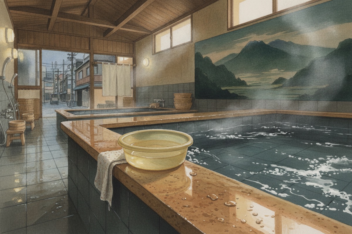 Illustrated scene of Okinayu