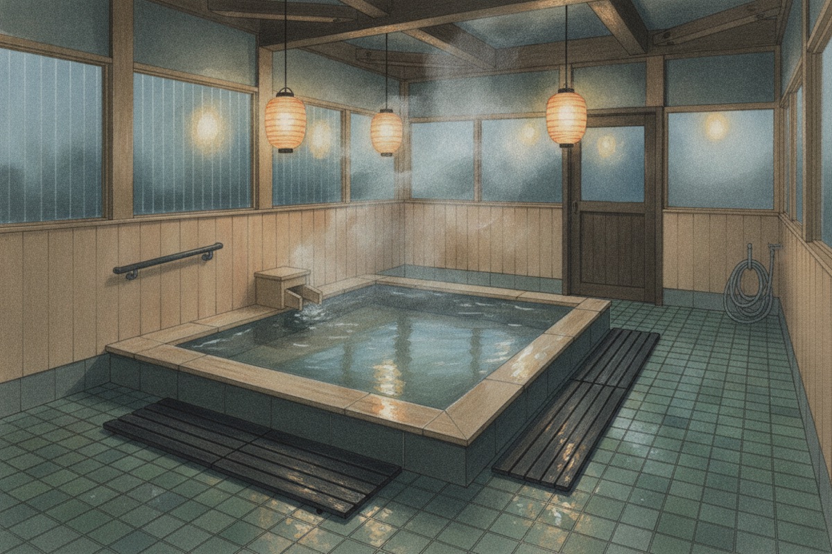 Illustrated scene of Higashihasuda Onsen