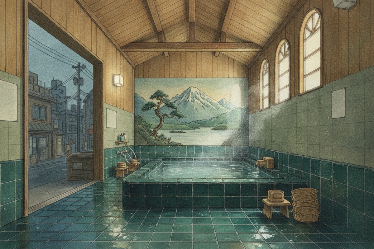 Illustrated scene of Komenuka Koso Furo Yukari
