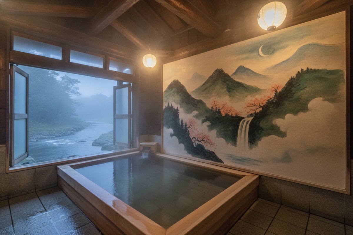 Illustrated scene of Kamimoku Onsen Fuwa Hot Spring