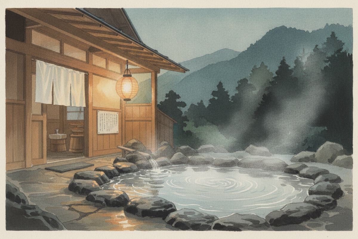 Illustrated scene of Iozen Hand Bath