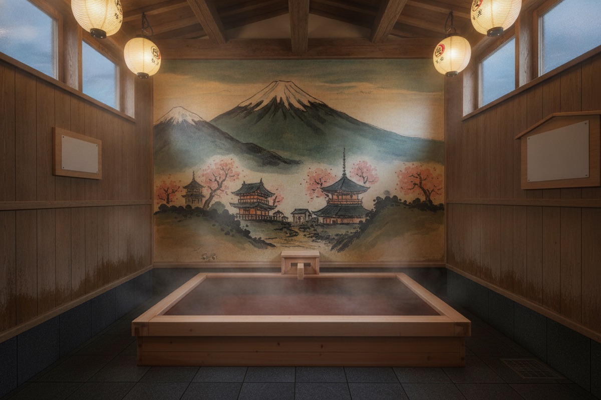 Illustrated scene of Hasuda Onsen