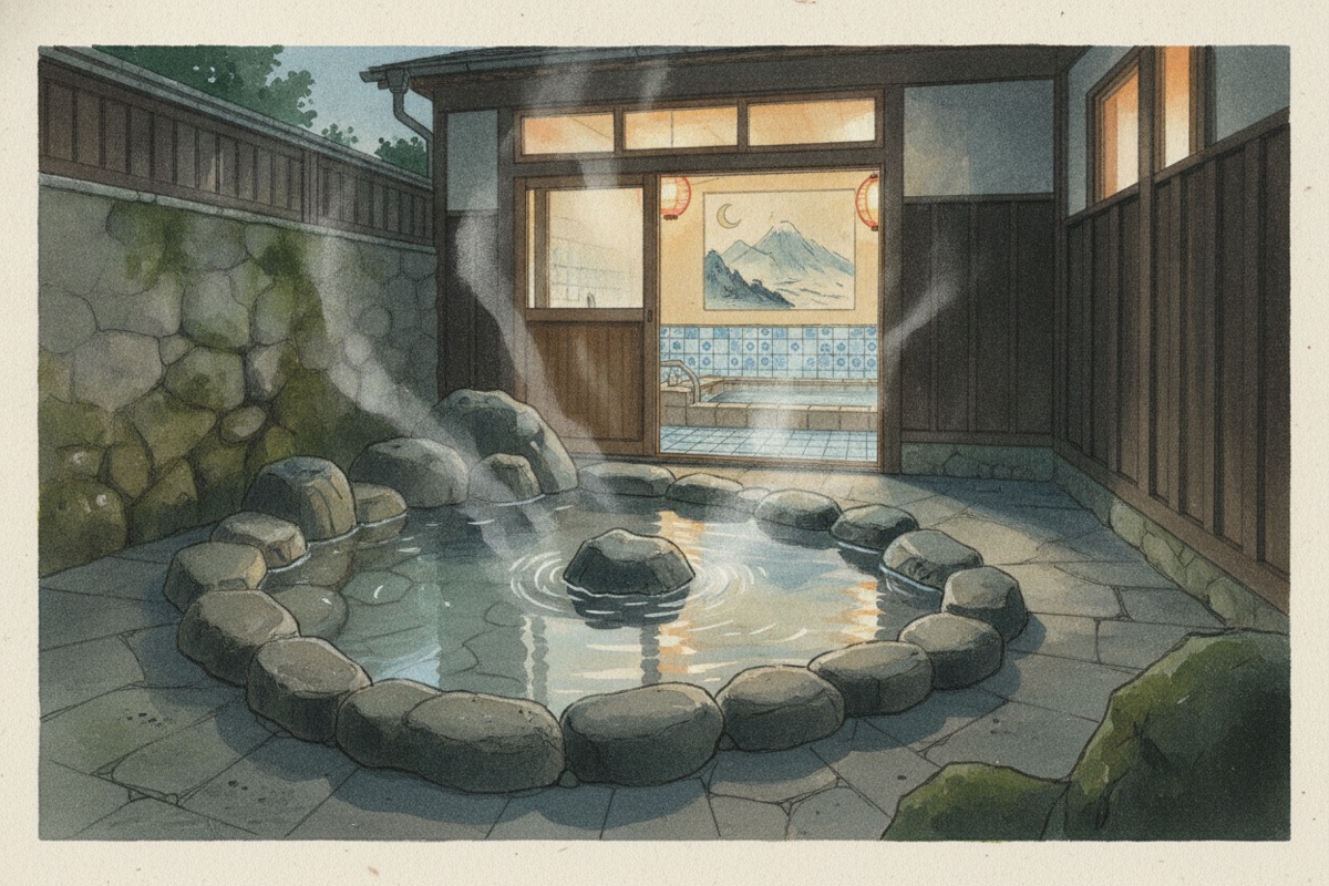 Illustrated scene of Kinen-yu