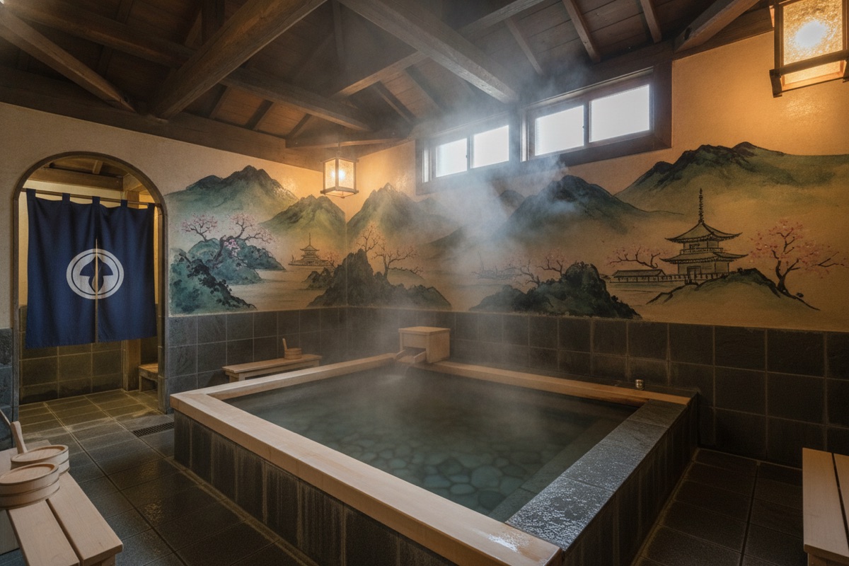 Illustrated scene of Yahata onsen