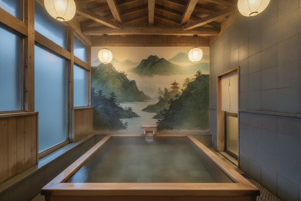 Illustrated scene of Nyagayun Hot Spring