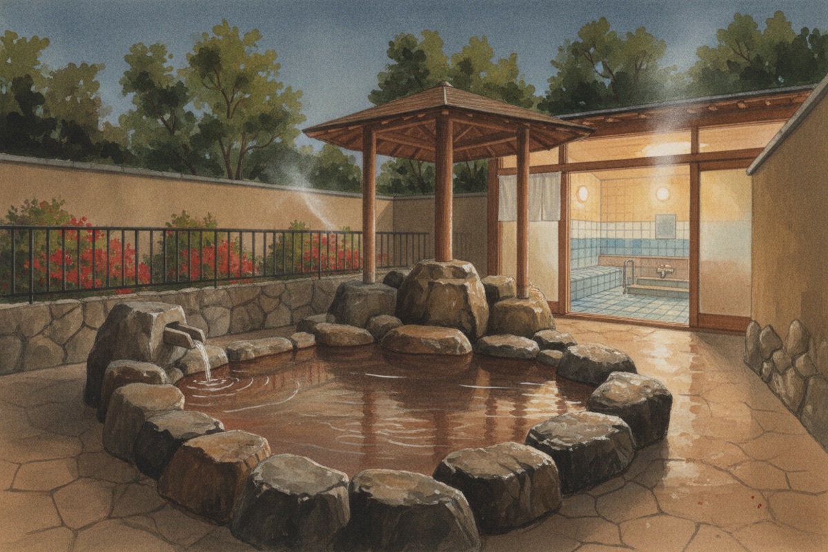 Illustrated scene of Kogane no Yu