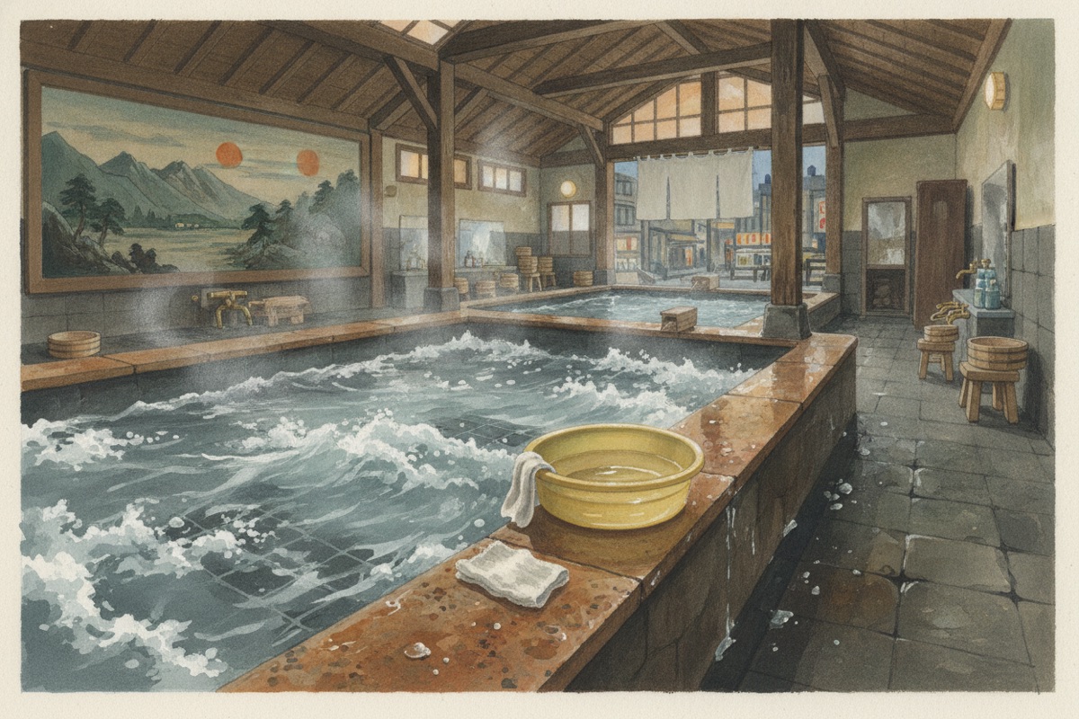 Illustrated scene of Ebisu Onsen