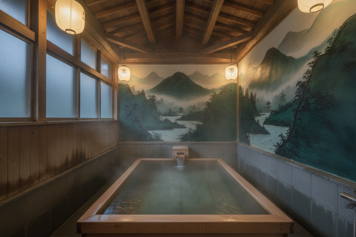 Illustrated scene of Sawatari Onsen Public Bath