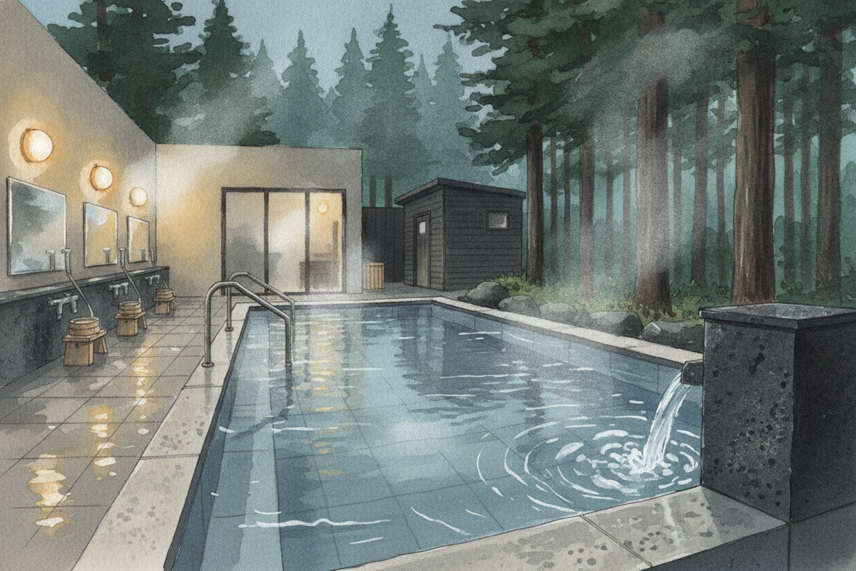 Illustrated scene of Shibaseki Onsen