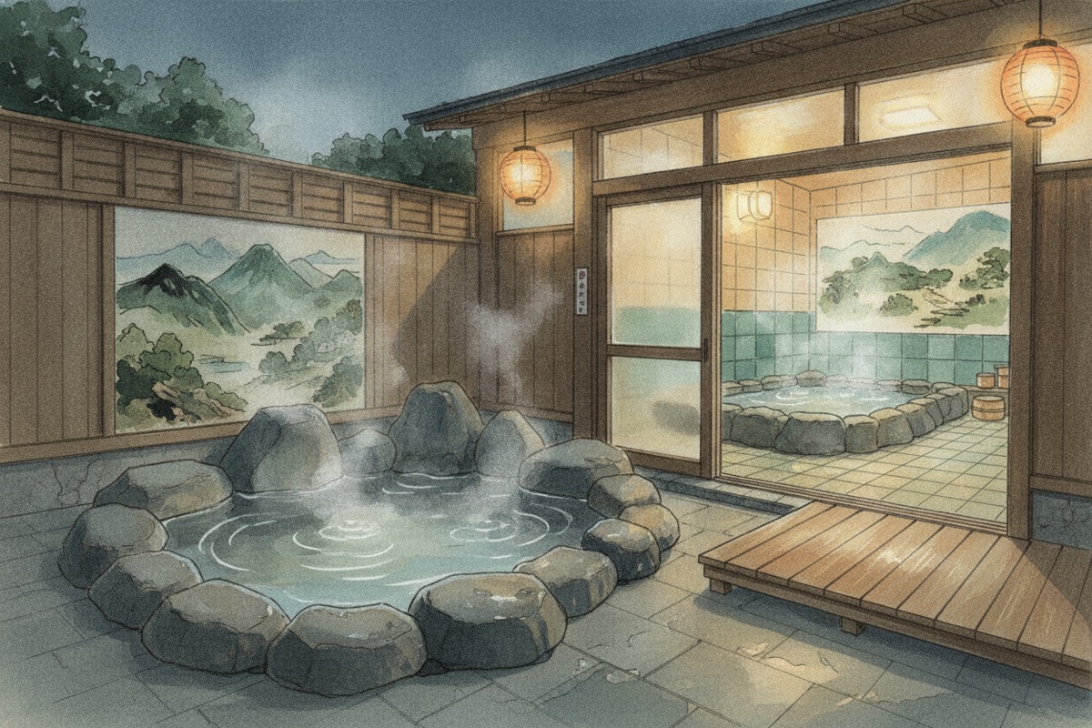 Illustrated scene of Seaside Spa Hakkeijima