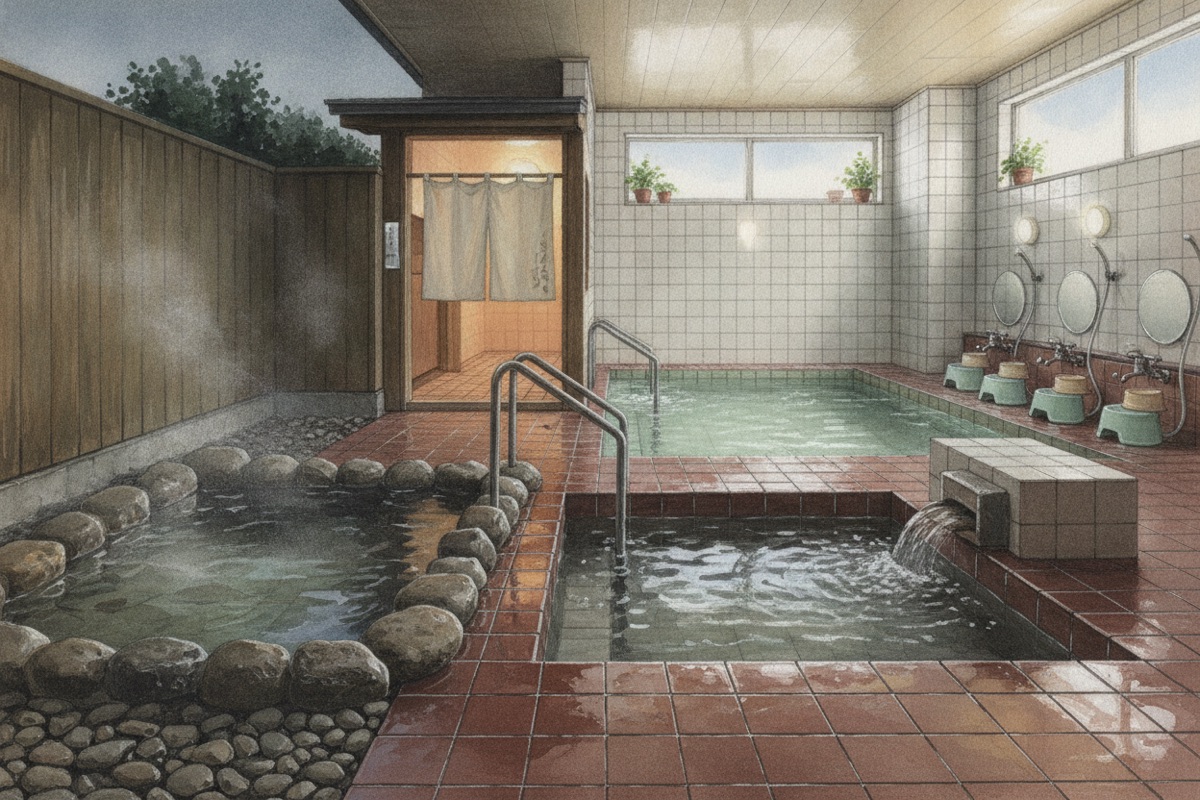 Illustrated scene of Miwa-no-Yu