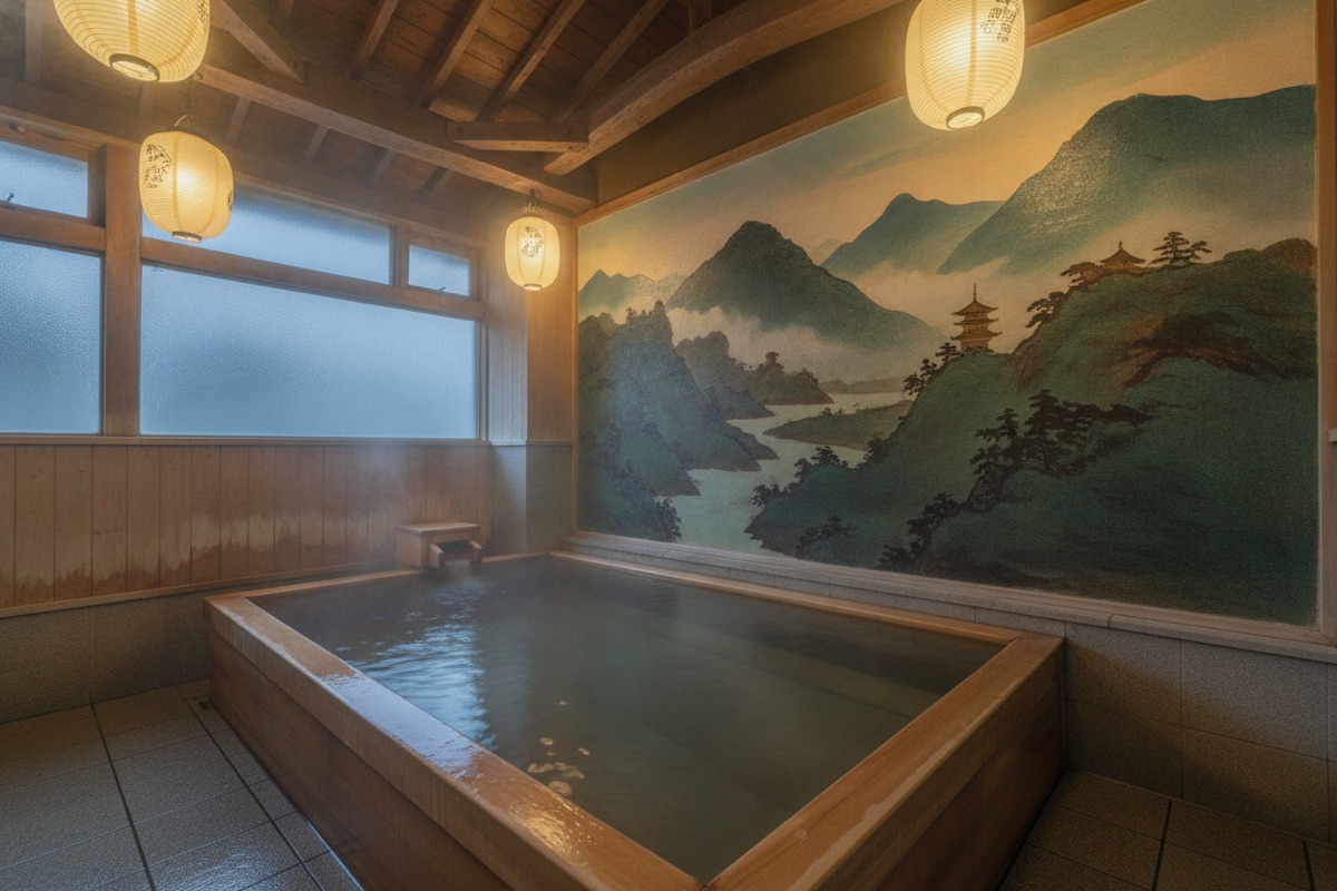 Illustrated scene of Shichirida Onsen Shitan-Yu