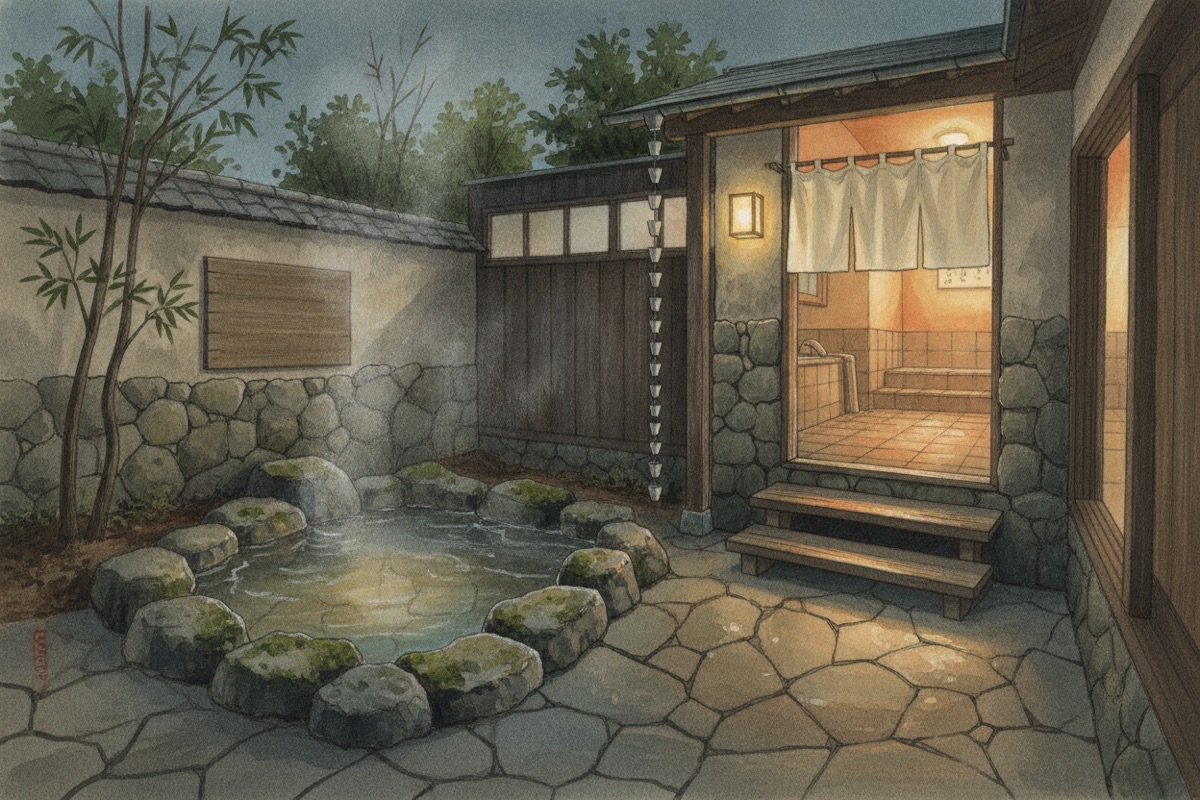 Illustrated scene of Yumomi-no-Sato