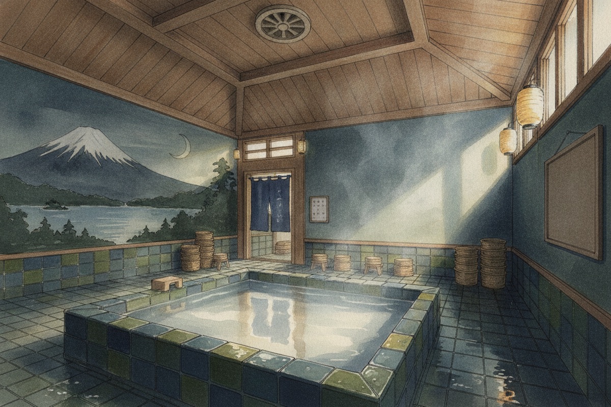 Illustrated scene of Nakatsuru Onsen
