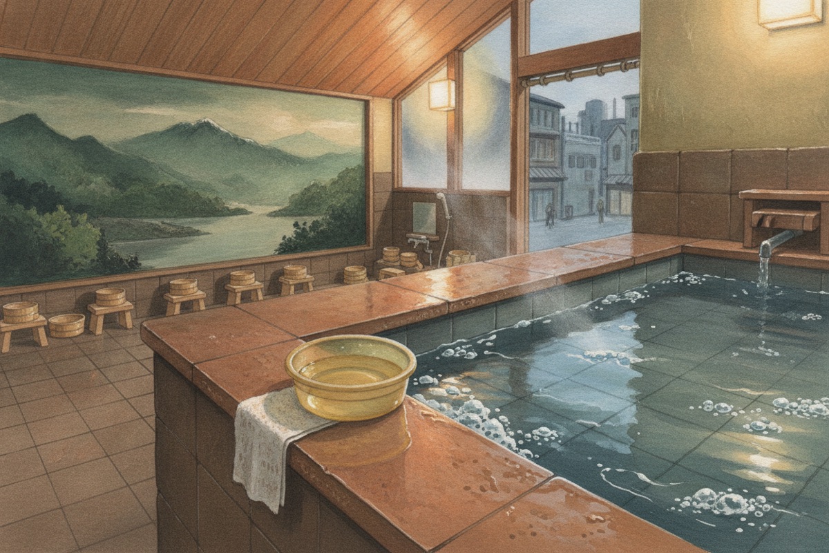 Illustrated scene of Nakanoyu (Yokohama 220-0053)