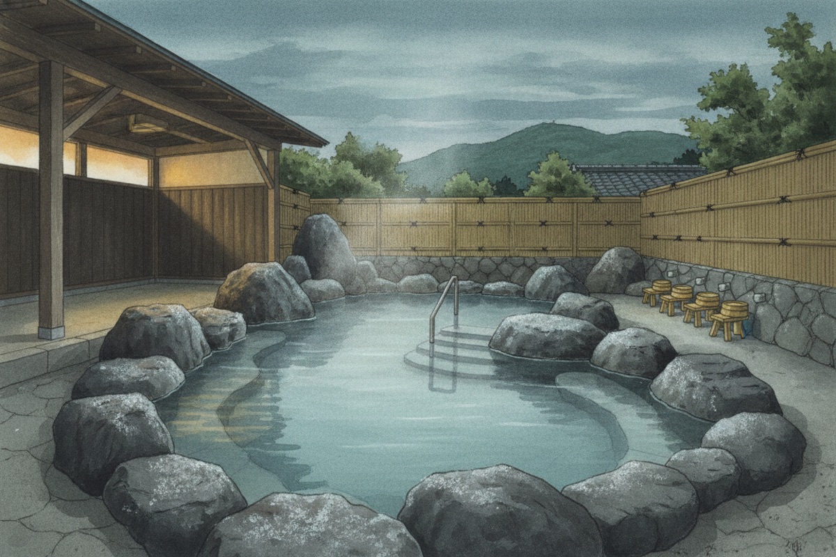 Illustrated scene of Myoban Onsen Yunosato Open-air