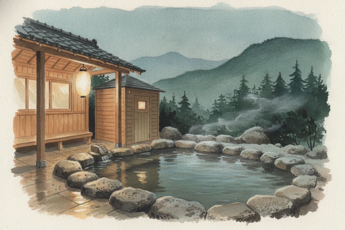 Illustrated scene of Chitose Hot Spring