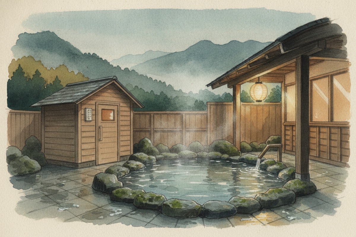 Illustrated scene of The Spa Shisen-no-Yu