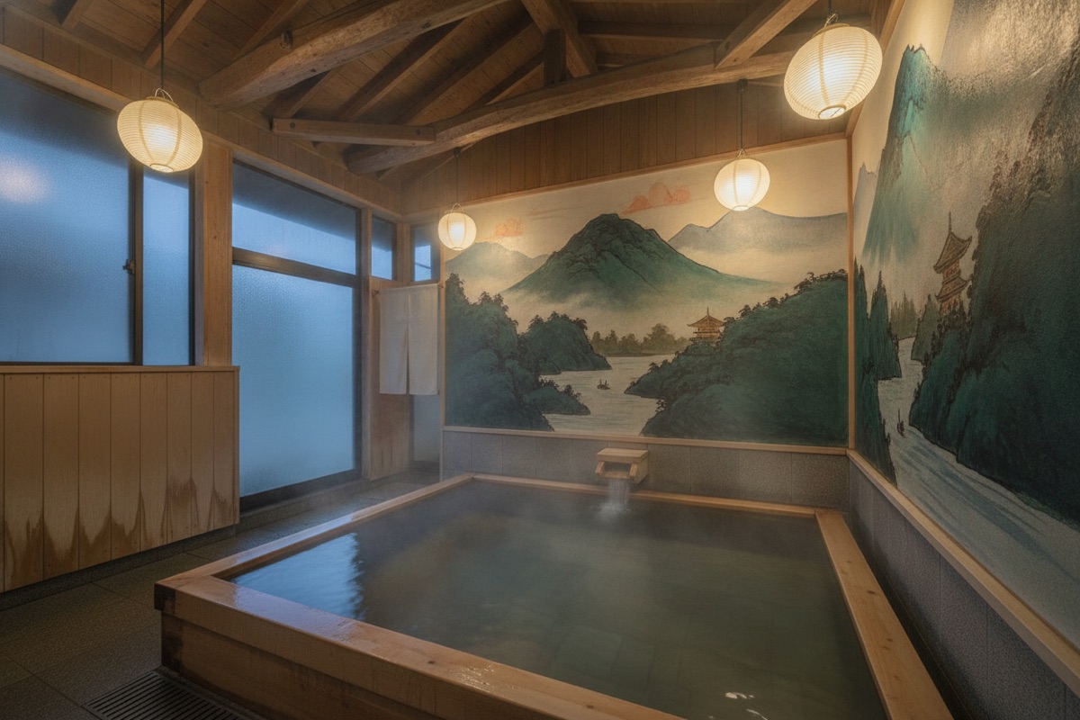 Illustrated scene of Minami Matogahama onsen